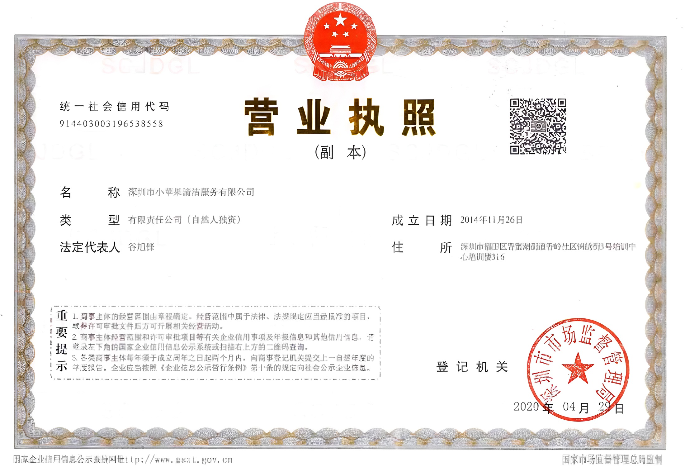 营业执照,统一社会信用代码 914403003196538558