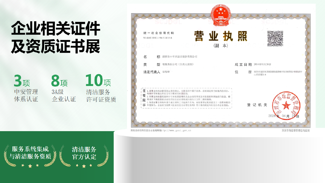 营业执照与认证资质展示